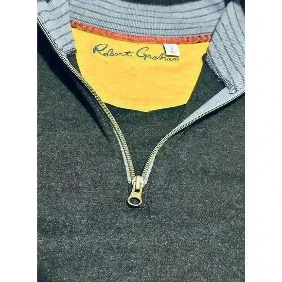 Robert Graham Men's Size Small Quarter Zip Charcoal Grey Classic Fit Top - Picture 8 of 15